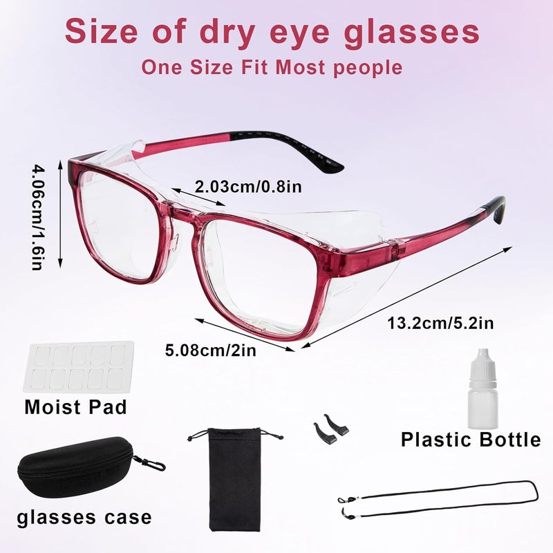 FDFuZhao Hydrating Dry Eyes Glasses Kits with Extended Silicone Moisture Chambers, Eye Protection Safety Glasses for UV Blue Light Blocking, Anti-fog, Aviod Allergens, Dry Eyes Relief Unisex (Purple) - Image 2